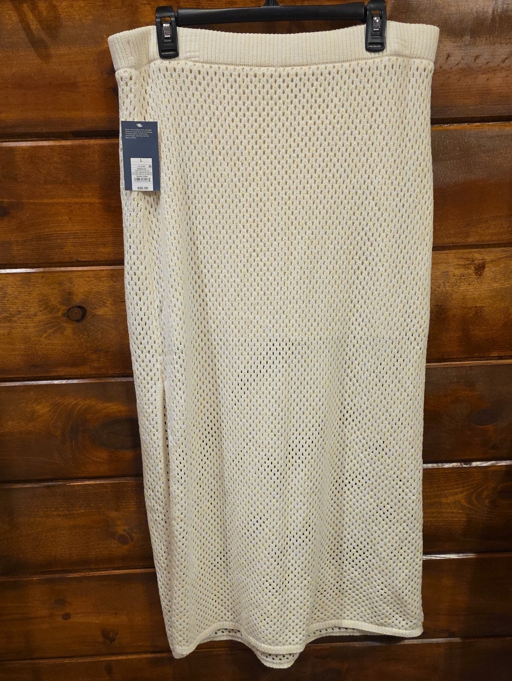 Cream Open-Weave Midi Skirt